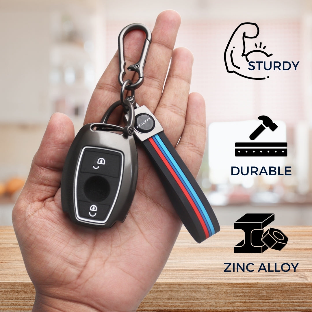 Mercedes-Benz Metal Alloy Key Cover with Keychain (Type M2).