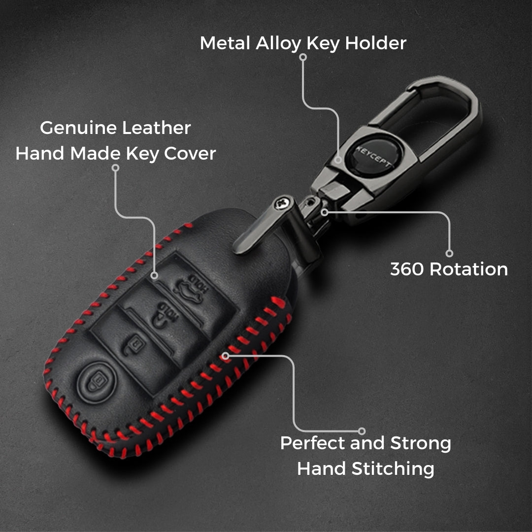 Kia Classic Leather Key Cover with keychain (Type 2)