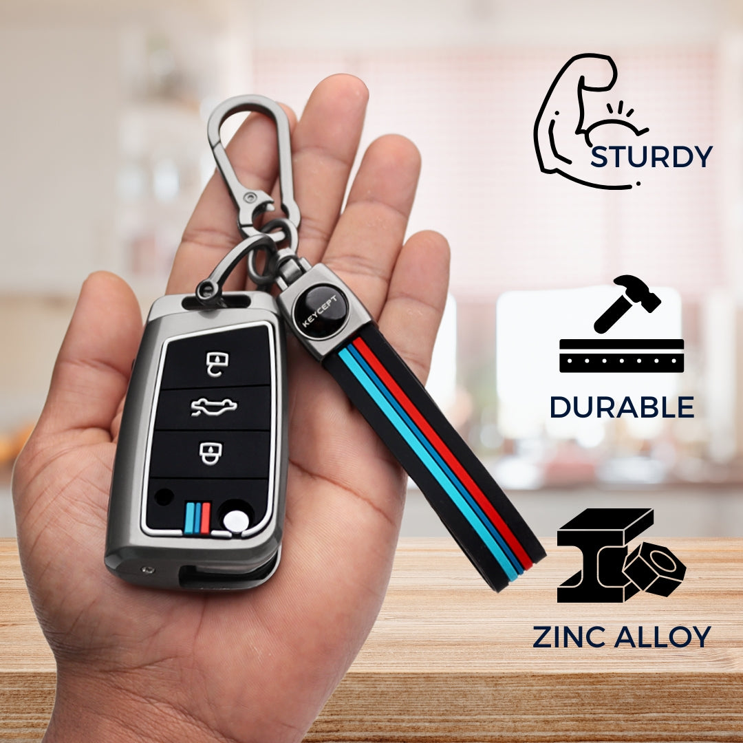 Skoda/ VW Metal Alloy Key Cover with Keychain (Type M2)