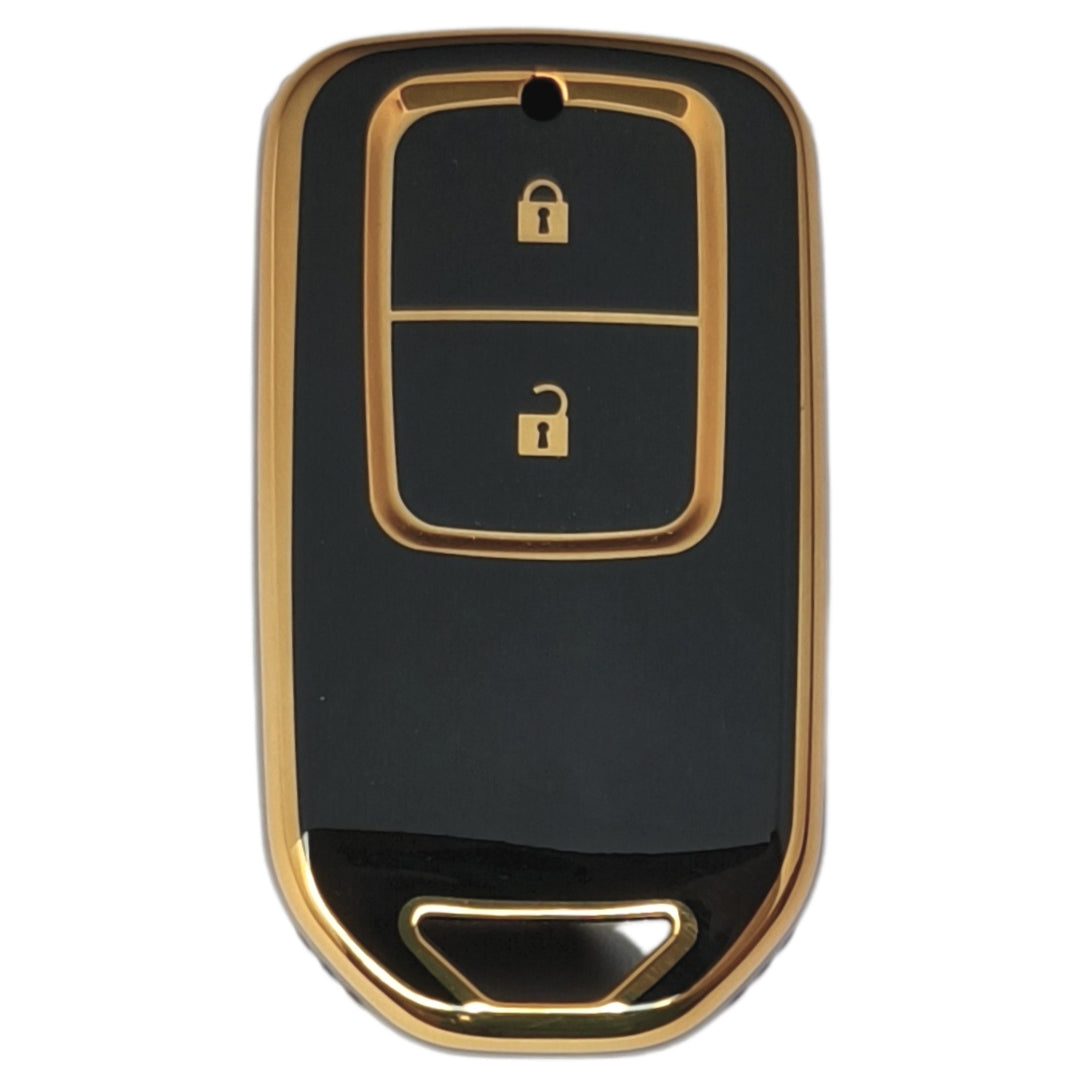 honda accord city civic amaze 2 button smart tpu black gold key cover case accessories 