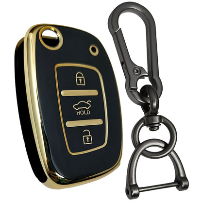 hyundai i20new flip 3b tpu black car key cover case accessories keychain