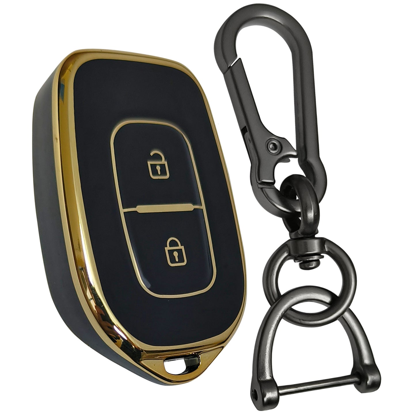 renault kwid kiger duster 2 button remote tpu black gold key cover case accessories keychain