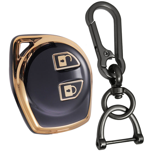 suzuki swift ertiga celerio wagonr brezza 2 button remote tpu black gold key cover case accessories keychain