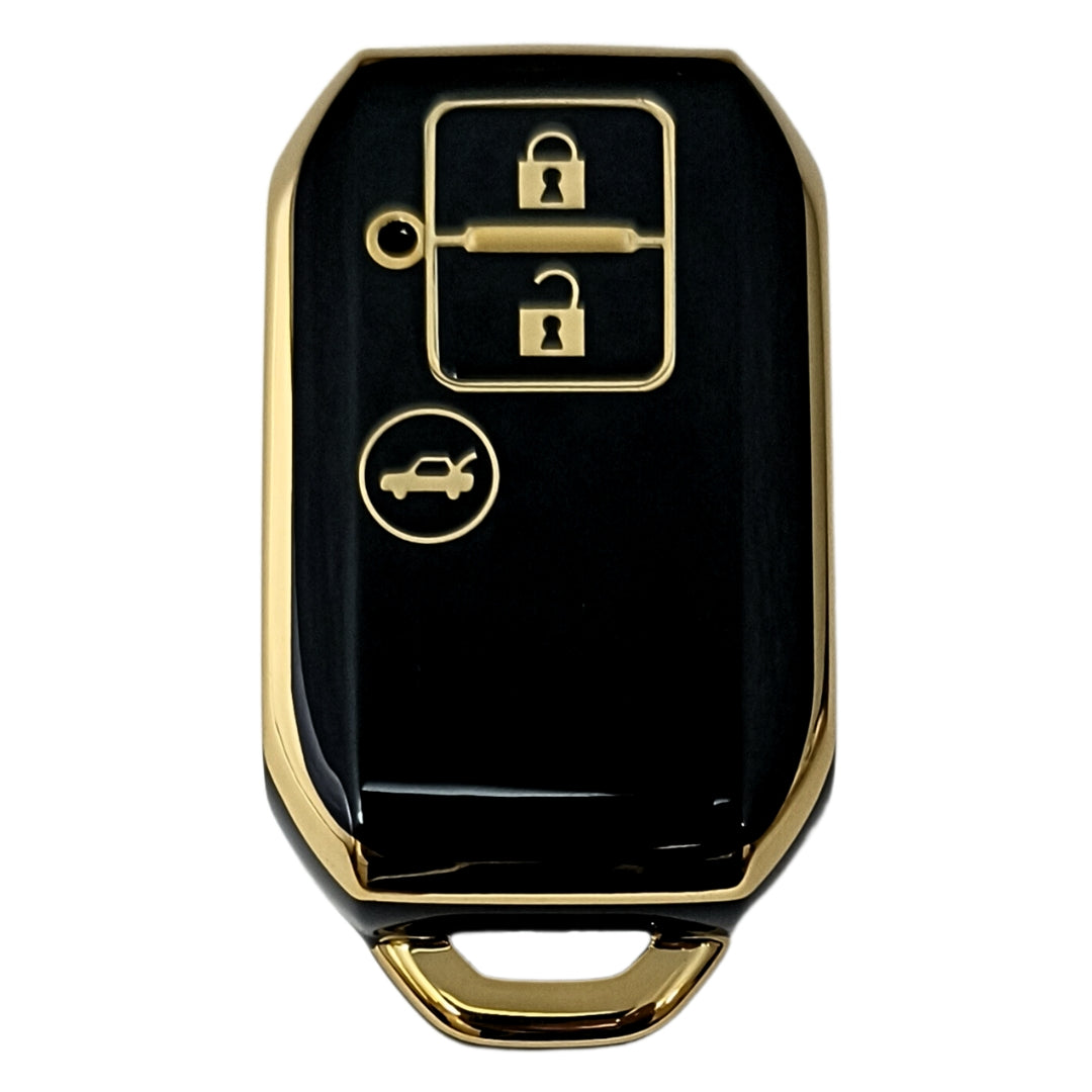 suzuki dzire ertiga swift baleno 3 button smart tpu black gold key case