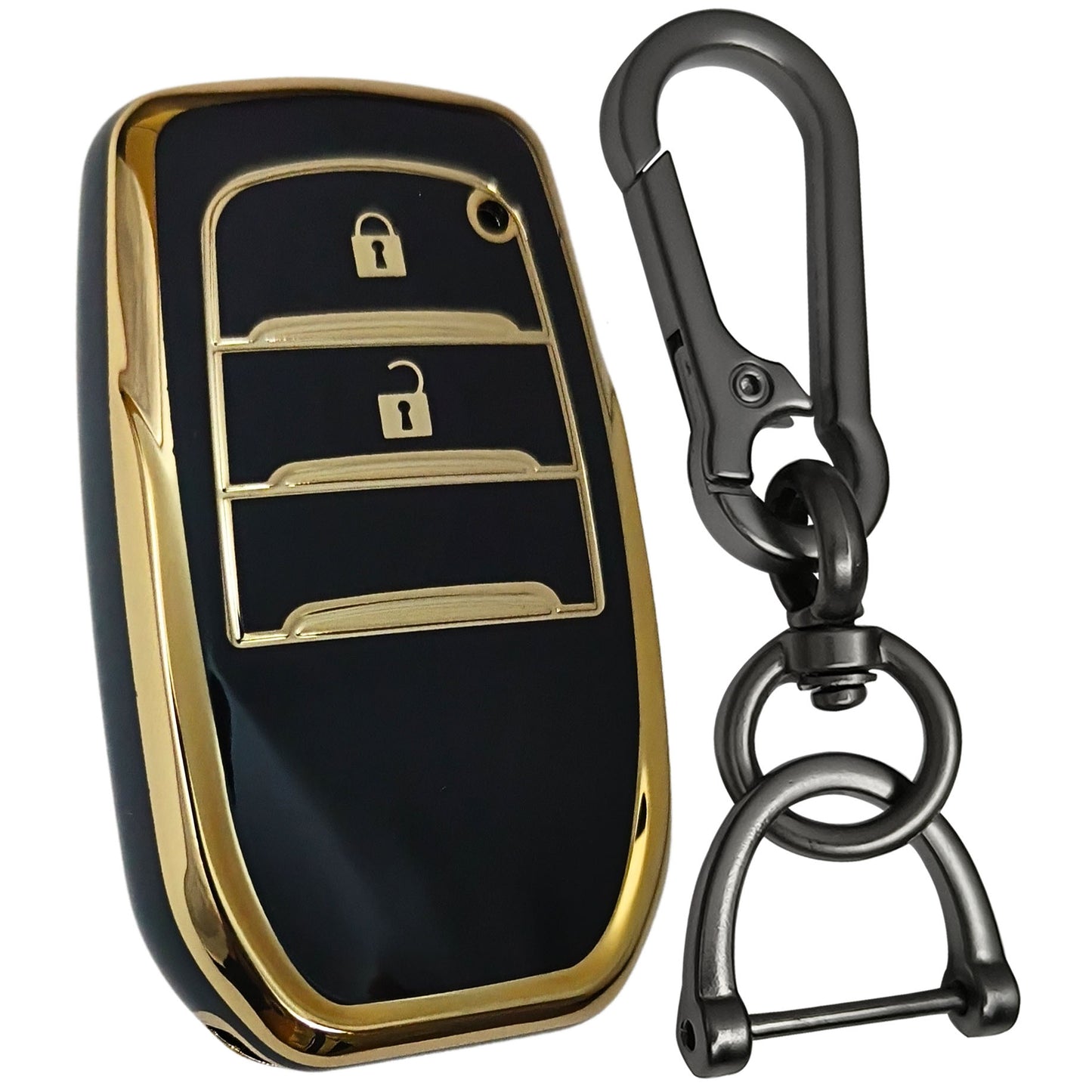 toyota fortuner innova crysta 2b smart tpu black gold key accessories keychain