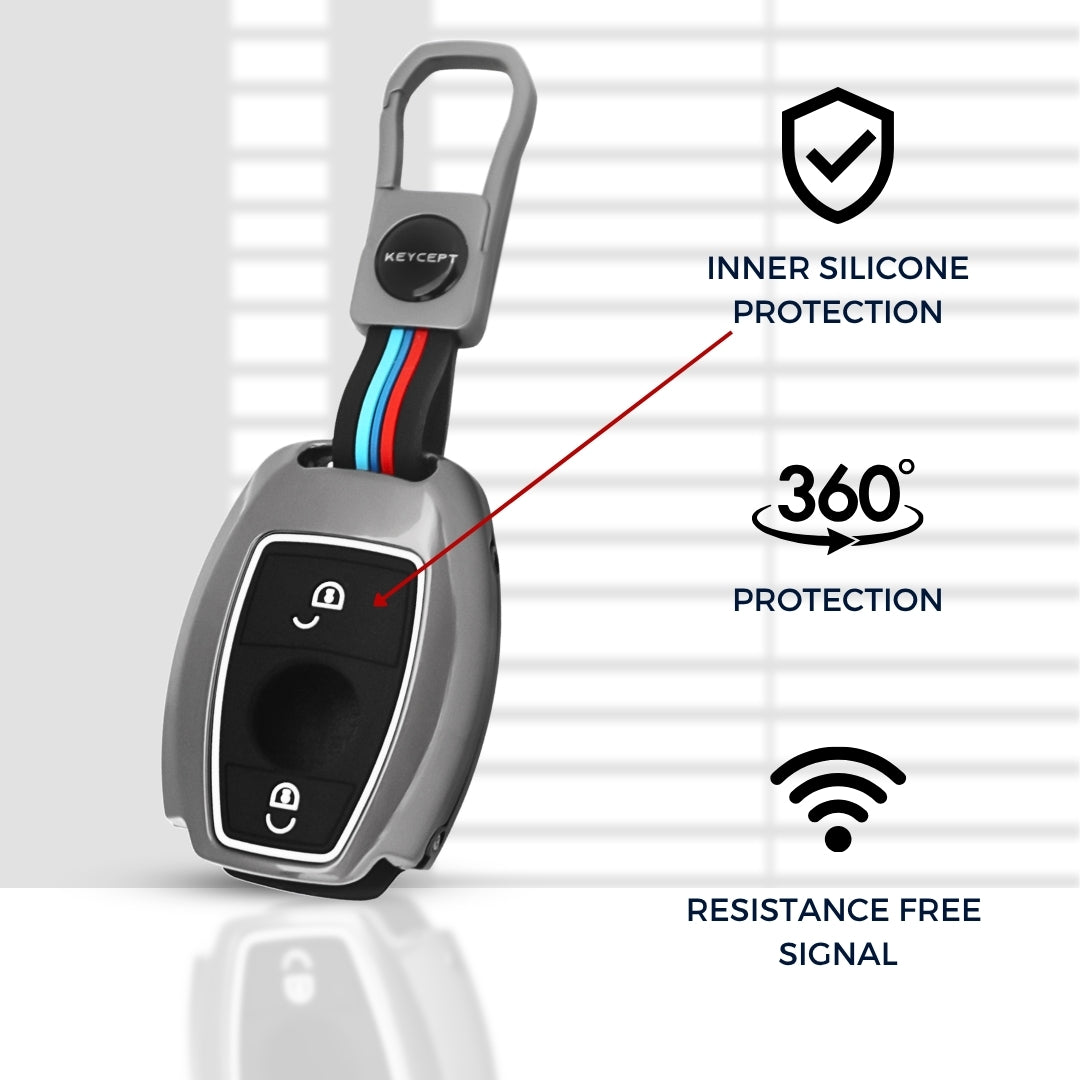 Mercedes-Benz Metal Alloy Key Cover with Keychain (Type M1)