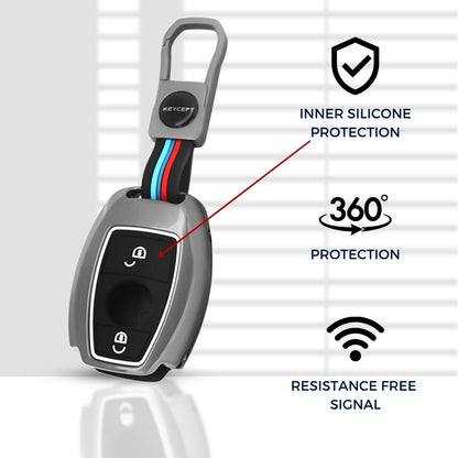 Mercedes-Benz Metal Alloy Key Cover with Keychain (Type M1)