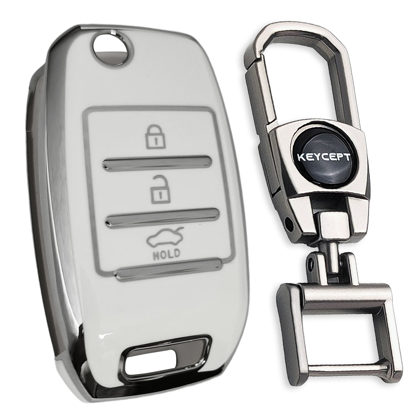 Kia Silver Line TPU Key Cover with Keychain