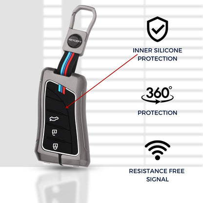 Metal Alloy Key Cover Compatible for Lexus 3 Button Smart Key with Keychain (Type M1)