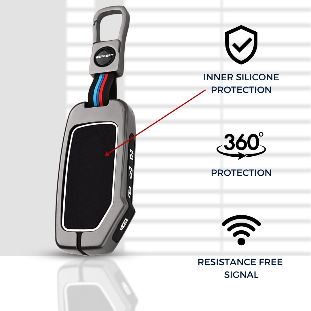 Kia Metal Alloy Key Cover with Keychain (Type M1)