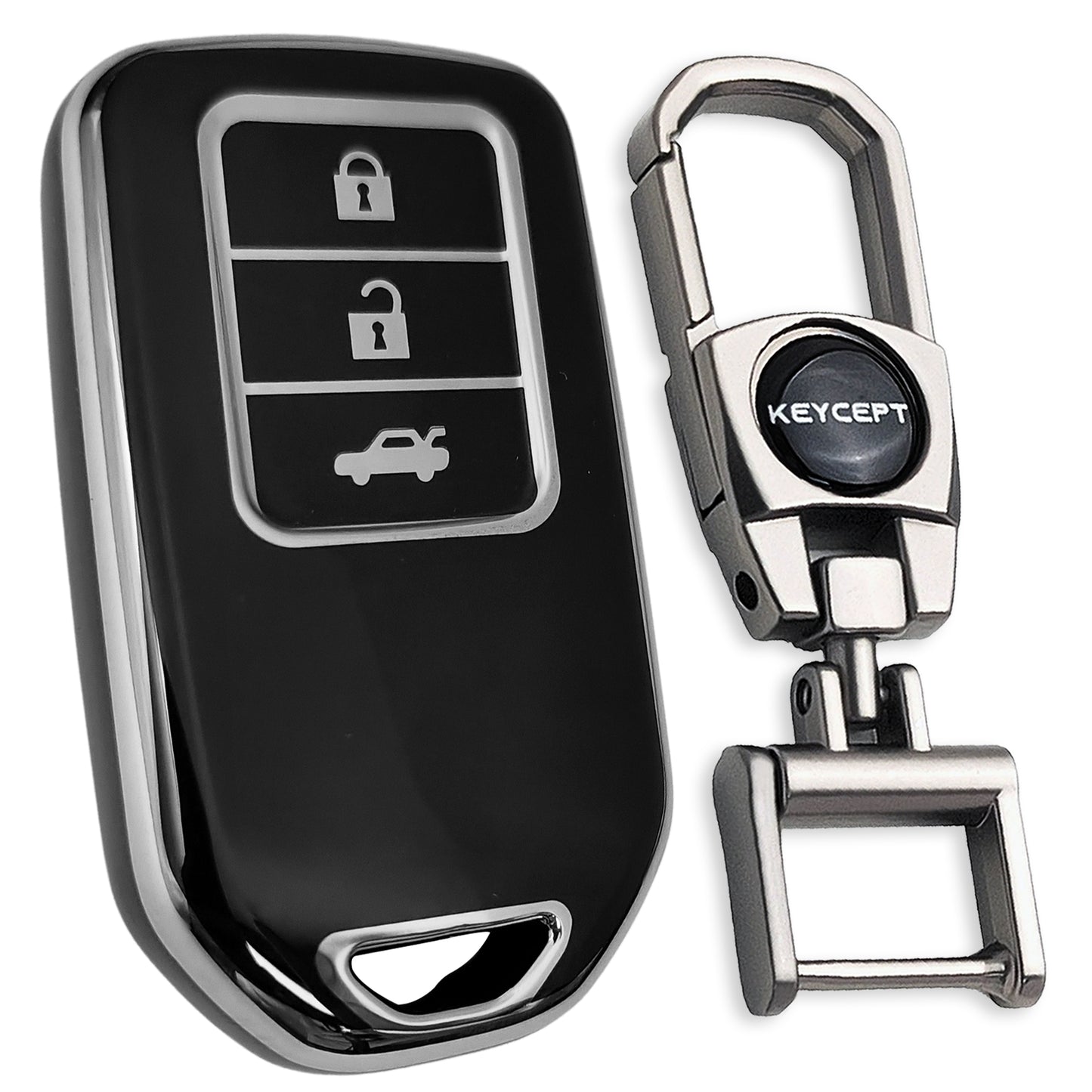 Honda Silver Line TPU Key Cover with Keychain