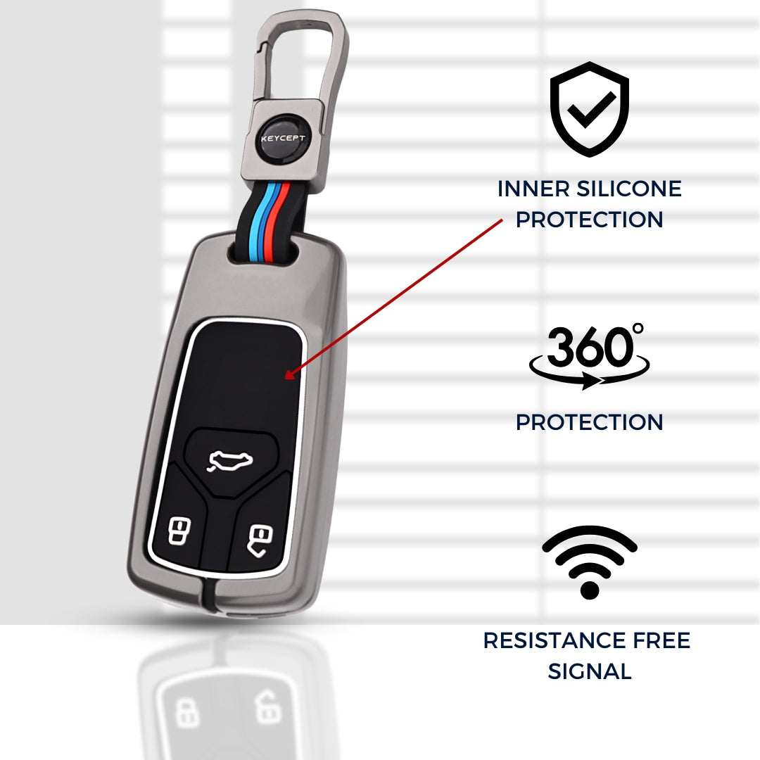 Audi Metal Key Cover with Keychain (Type M1).