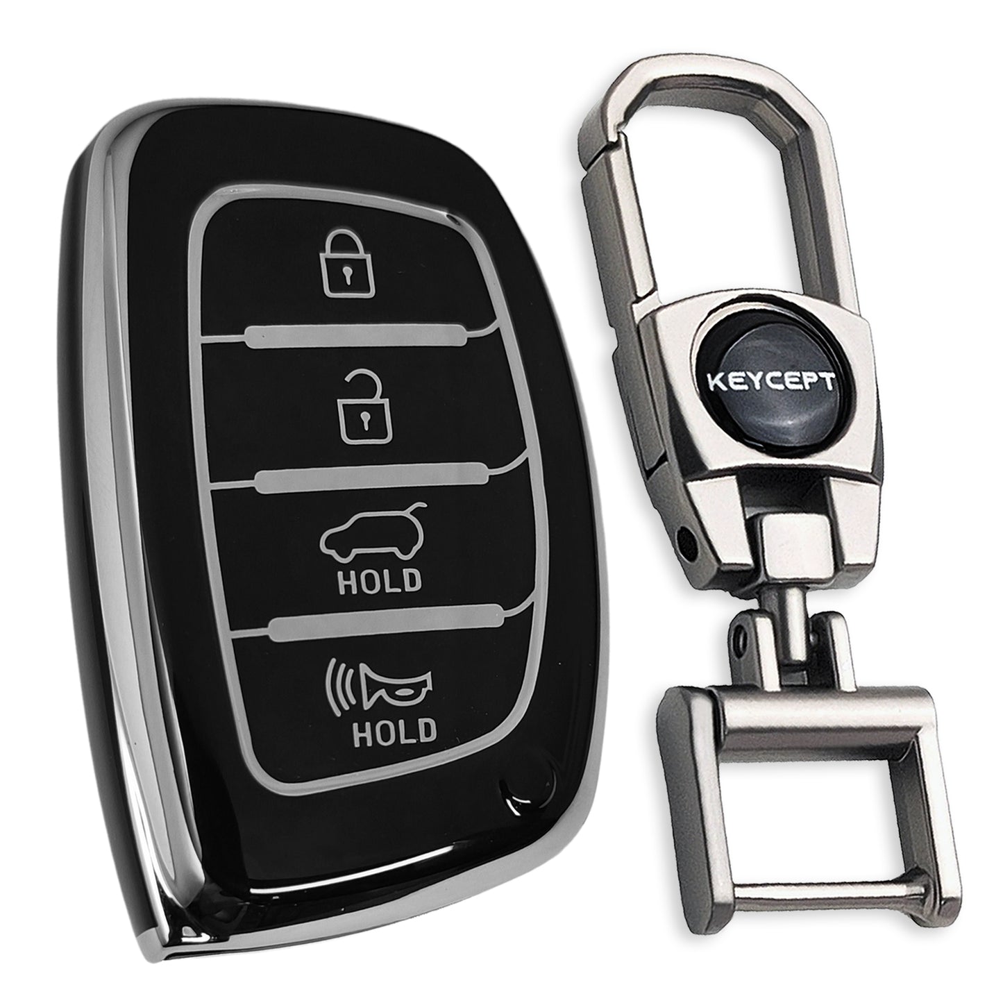 Hyundai Silver Line TPU Key Cover with Keychain