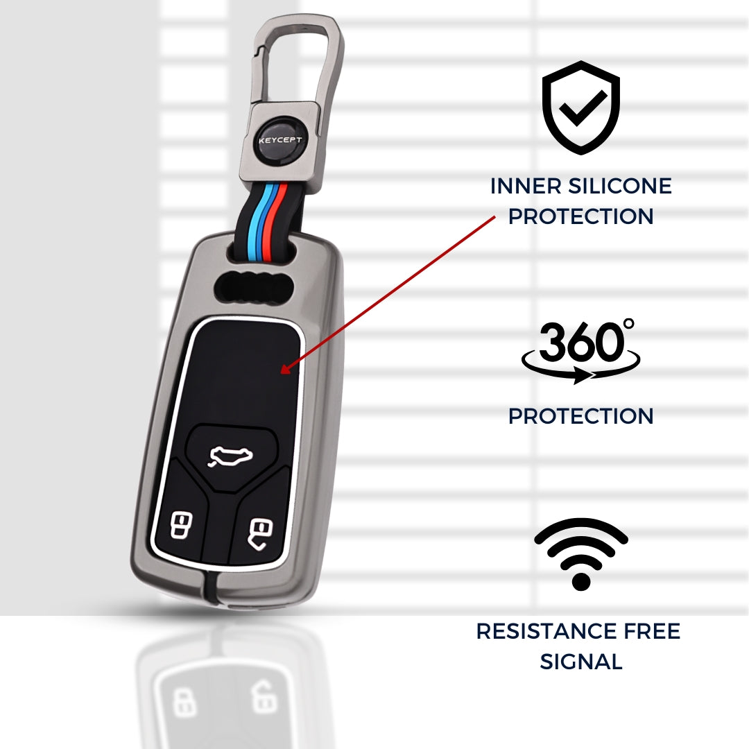 Audi Metal Key Cover with Keychain (Type M1).