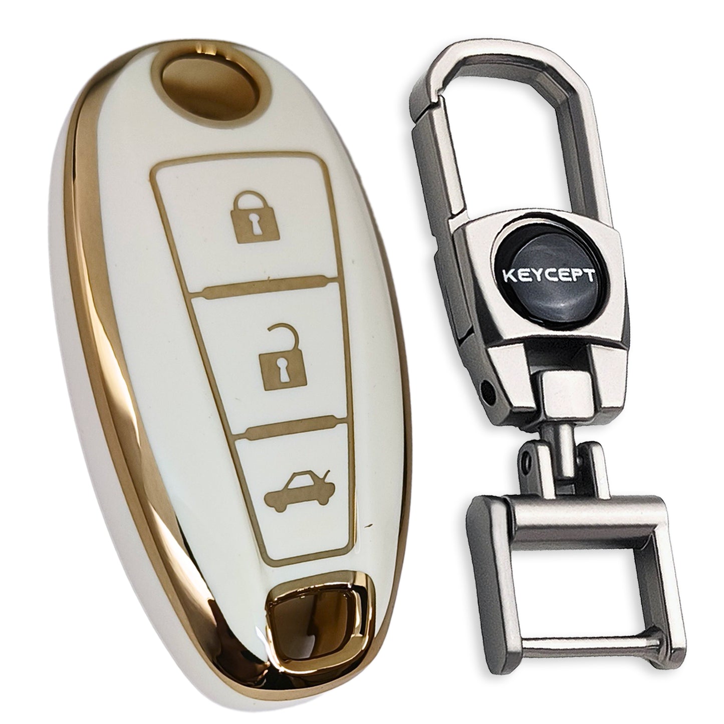 Gold Line TPU Key Cover with Keychain K2