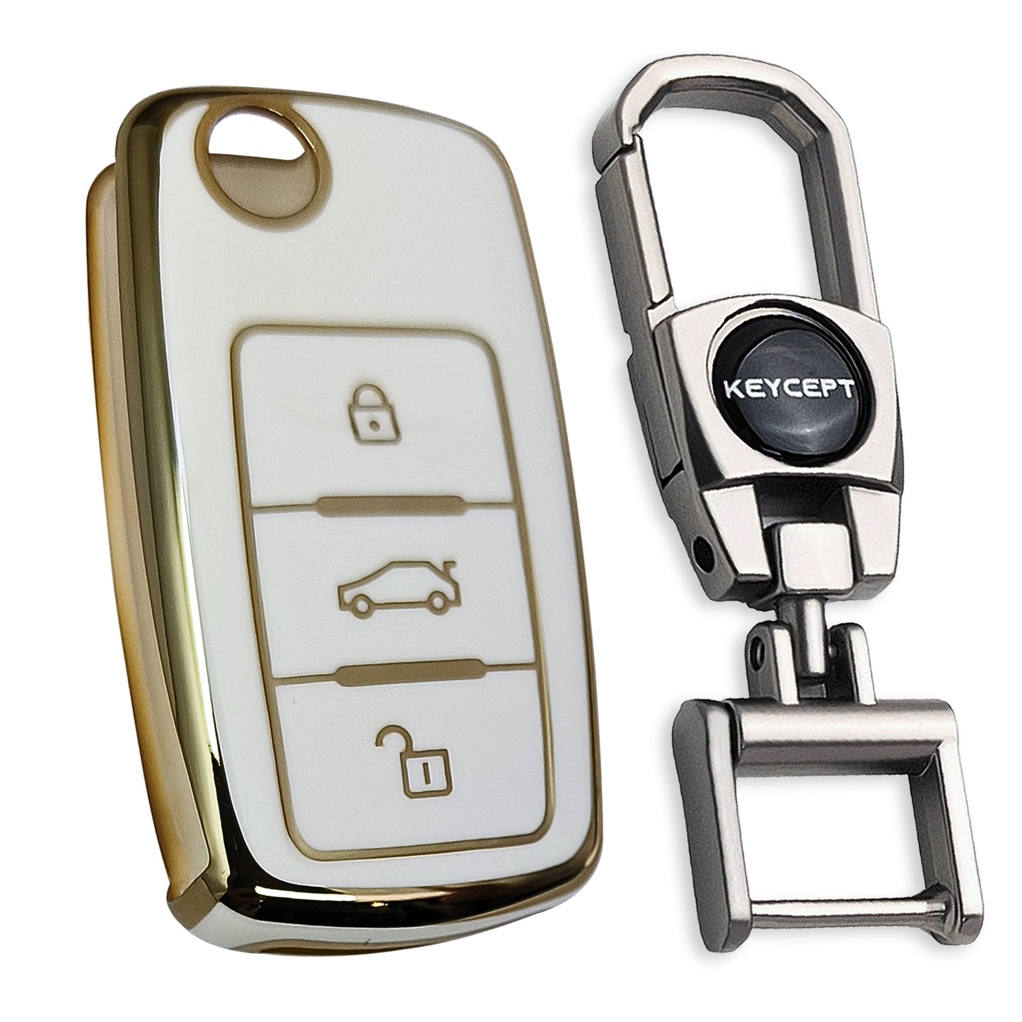 Skoda/ Volkswagen Gold Line TPU Key Cover with Keychain