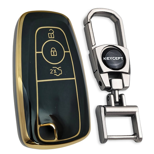 Gold Line TPU Key Cover with Keychain (Type 2)