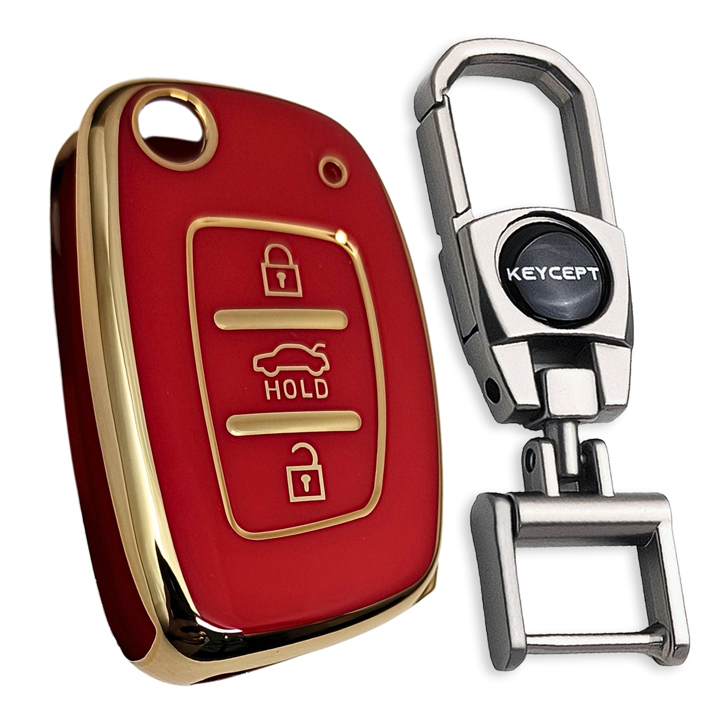 Gold Line TPU Key Cover with Keychain (Type 2)