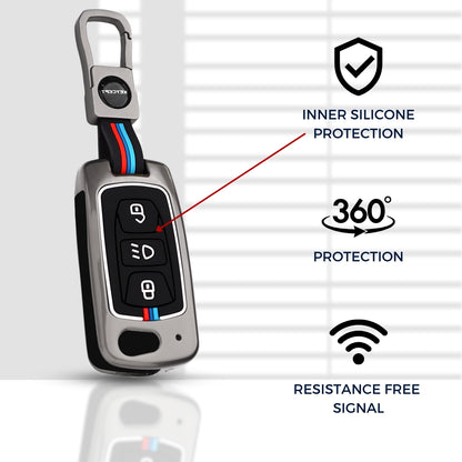 Tata Metal Alloy Key Cover with Keychain (Type M1)