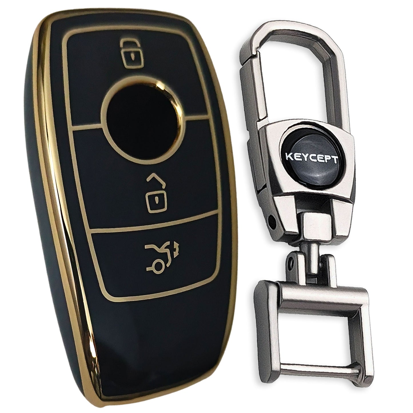 TPU Key Cover Compatible for Benz E series 3 Button Smart Key with Keychain 2