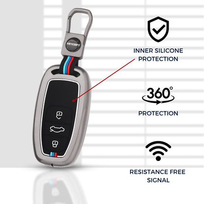 Audi Metal Alloy Key Cover with Keychain (Type M1)