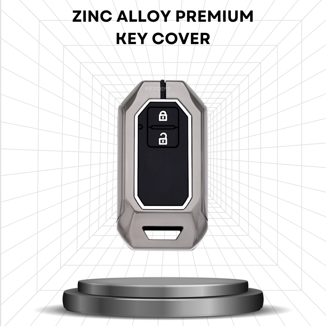Suzuki Metal Alloy Car Key Cover with Keychain (Dual Black & Tan)