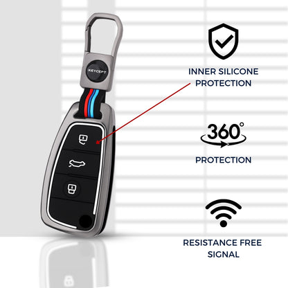 Audi Metal Alloy Key Cover with Keychain (Type M1).