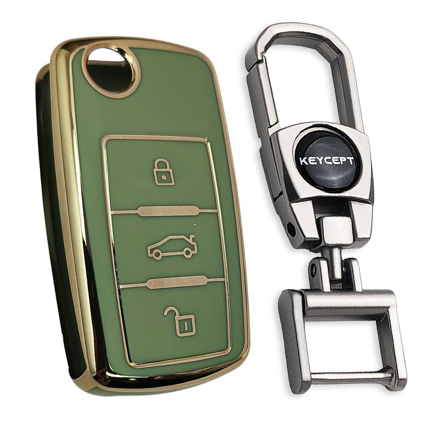 Skoda/ Volkswagen Gold Line TPU Key Cover with Keychain