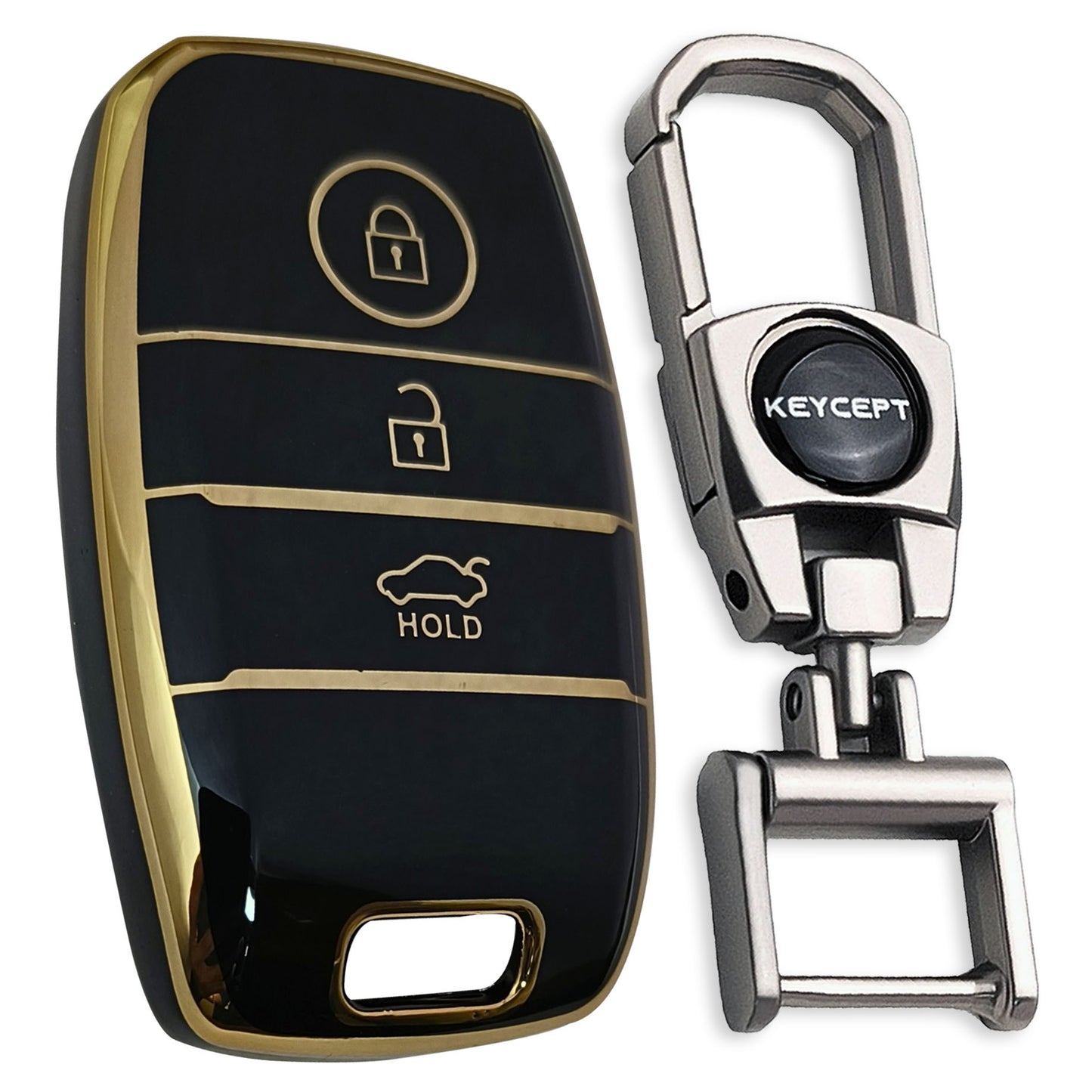 Kia Gold Line TPU Key Cover with Keychain