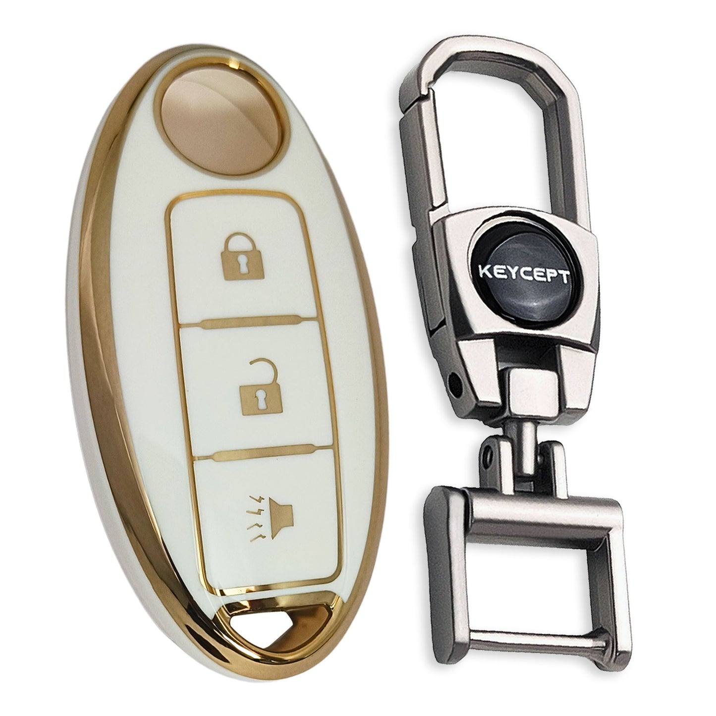 TPU Key Cover for Micra | Sunny | Teana | Magnite 3 button Smart Key with Keychain 2