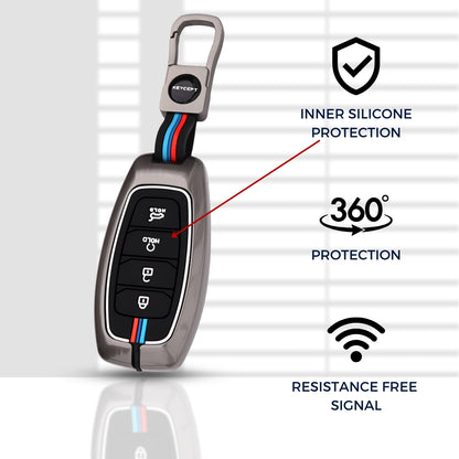 Hyundai Metal Alloy Key Cover with Keychain (Type M1)