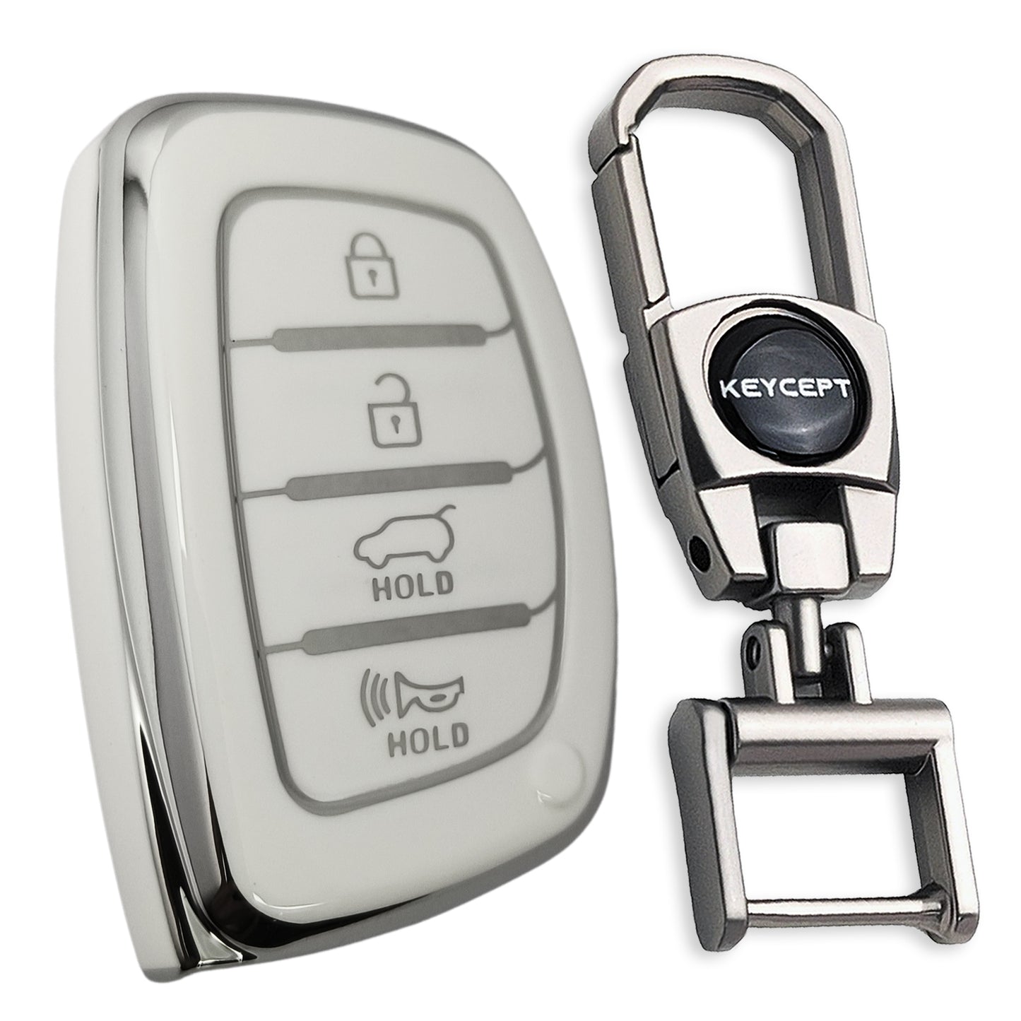 Hyundai Silver Line TPU Key Cover with Keychain