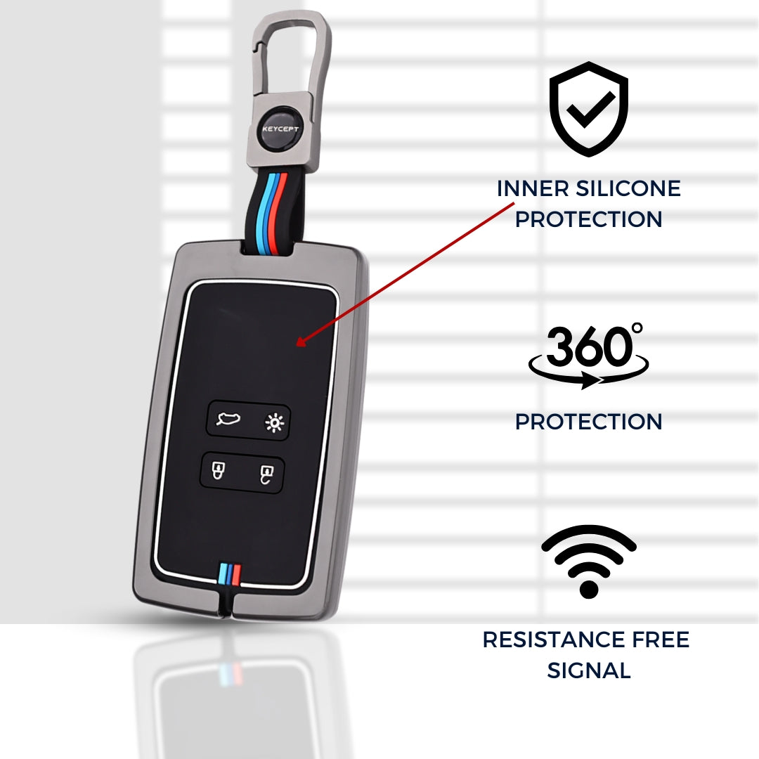 Renault Metal Alloy Key Cover with Keychain (Type M1)