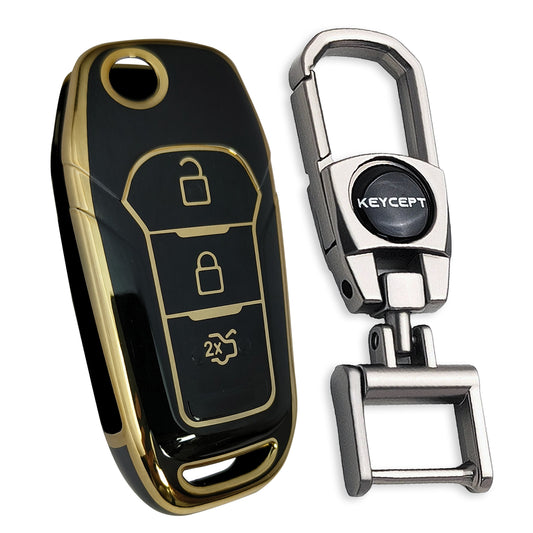 Gold line TPU Key Cover with Keychain (Type 2)