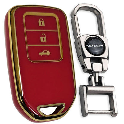TPU Key Cover Compatible with Honda Accord | Amaze | Jazz | CR-V | WR-V| Elevate 3 button Smart key with Keychain 2