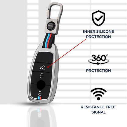 Mercedes Benz Metal Alloy Key Cover with Keychain (Type M1)