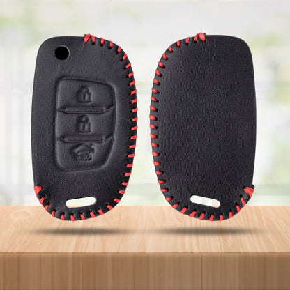 keycept leather key cover for Creta, Venue, Aura, i20, Grand i10 Nios, Xcent 3 button smart key With Keychain.