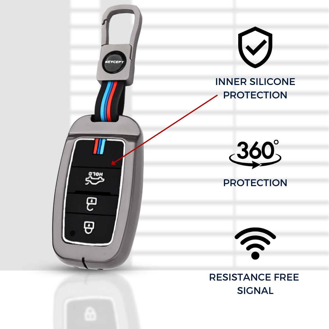 Kia Metal Alloy Key Cover with Keychain (Type M1)