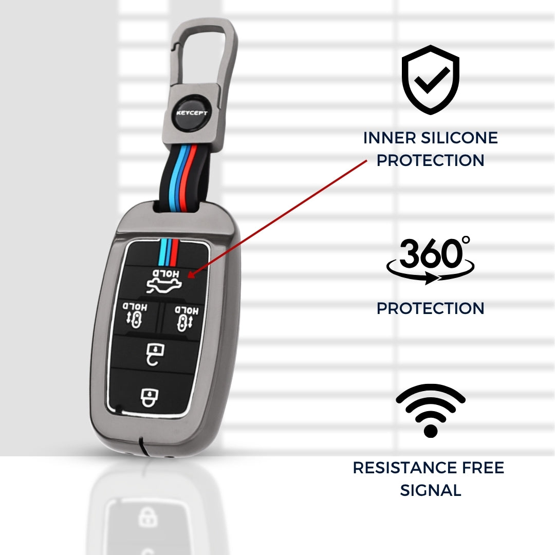 Keycept Kia Metal Silicone Key Cover with keychain(Type M1)