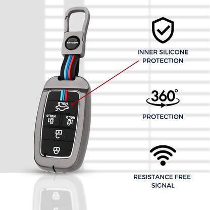 Keycept Kia Metal Silicone Key Cover with keychain(Type M1)