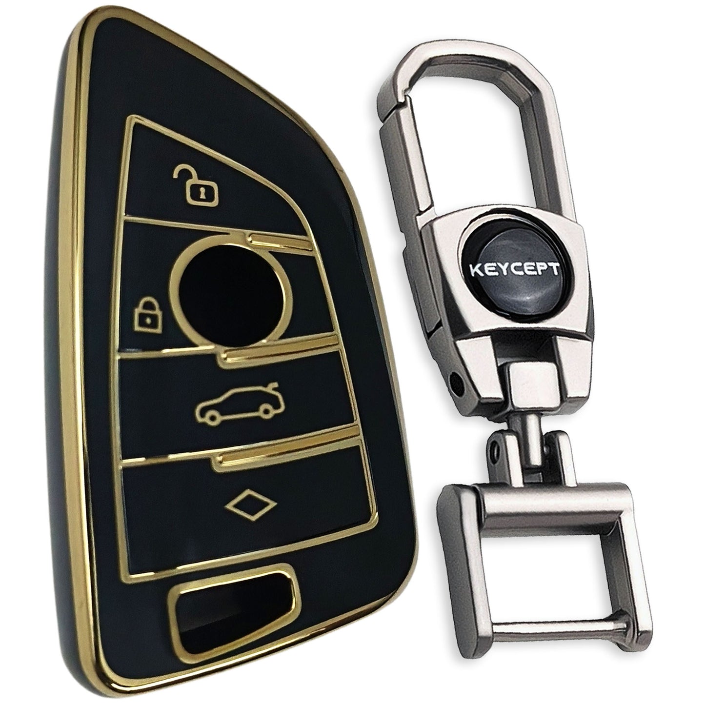 TPU Key Cover for BMW X-Series | M-Series | 3-Series | 5-Series | 7-Series 4 button smart key with Keychain 2