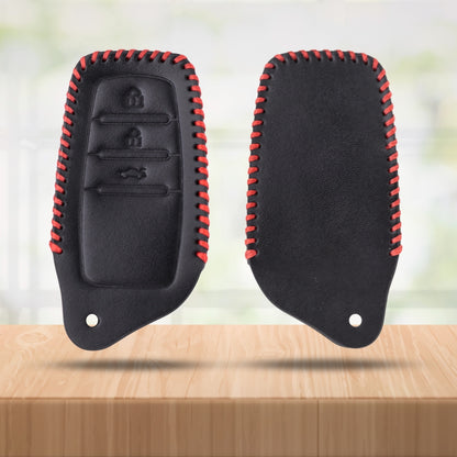 classic leather key cover For oyota Innova, Crysta, Fortuner 3 Button Smart key With Keychain.

