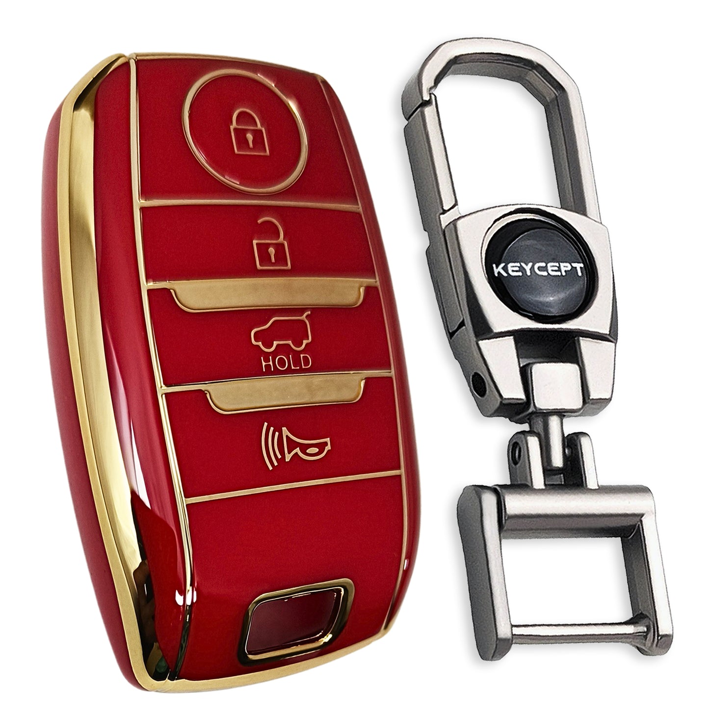 Kia Gold Line TPU Key Cover with Keychain