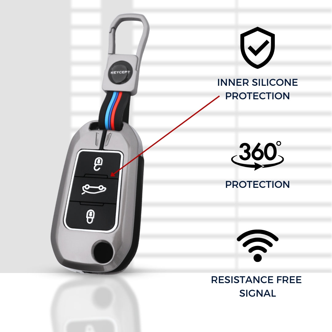 Keycept Metal Silicone car key cover With Keychain.(Type M1)