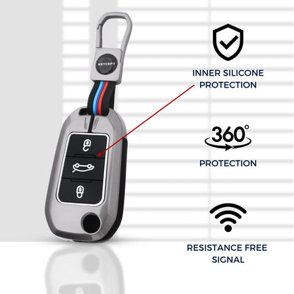 Keycept Metal Silicone car key cover With Keychain.(Type M1)