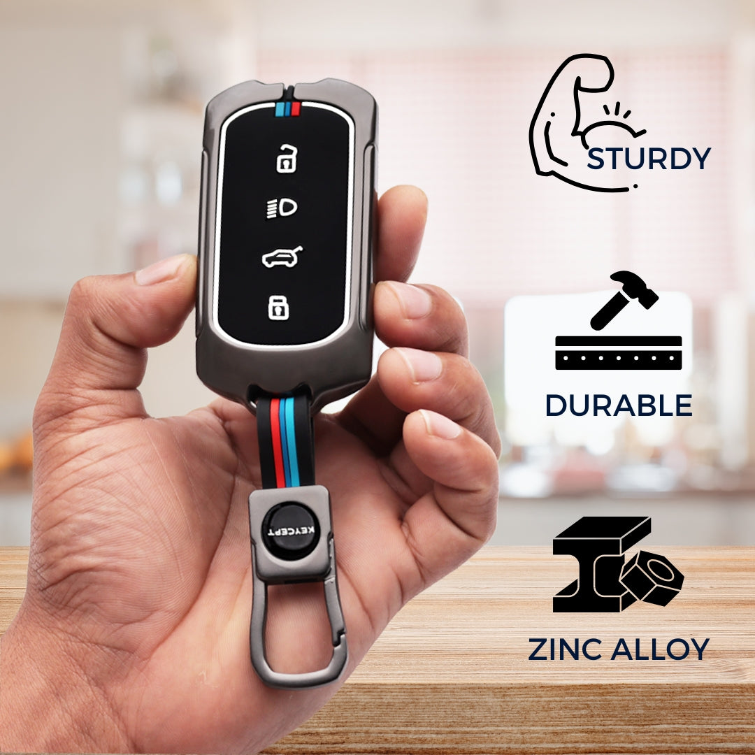 Tata Metal Alloy Key Cover with Keychain.(Type M1)