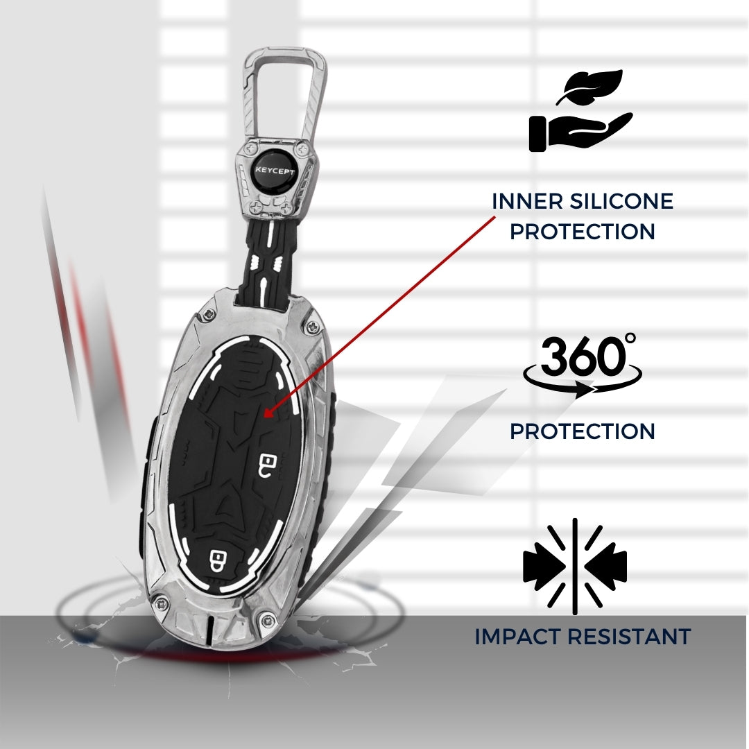 Hyundai Metal Armor Car Key Cover with Keychain.(Type M4)