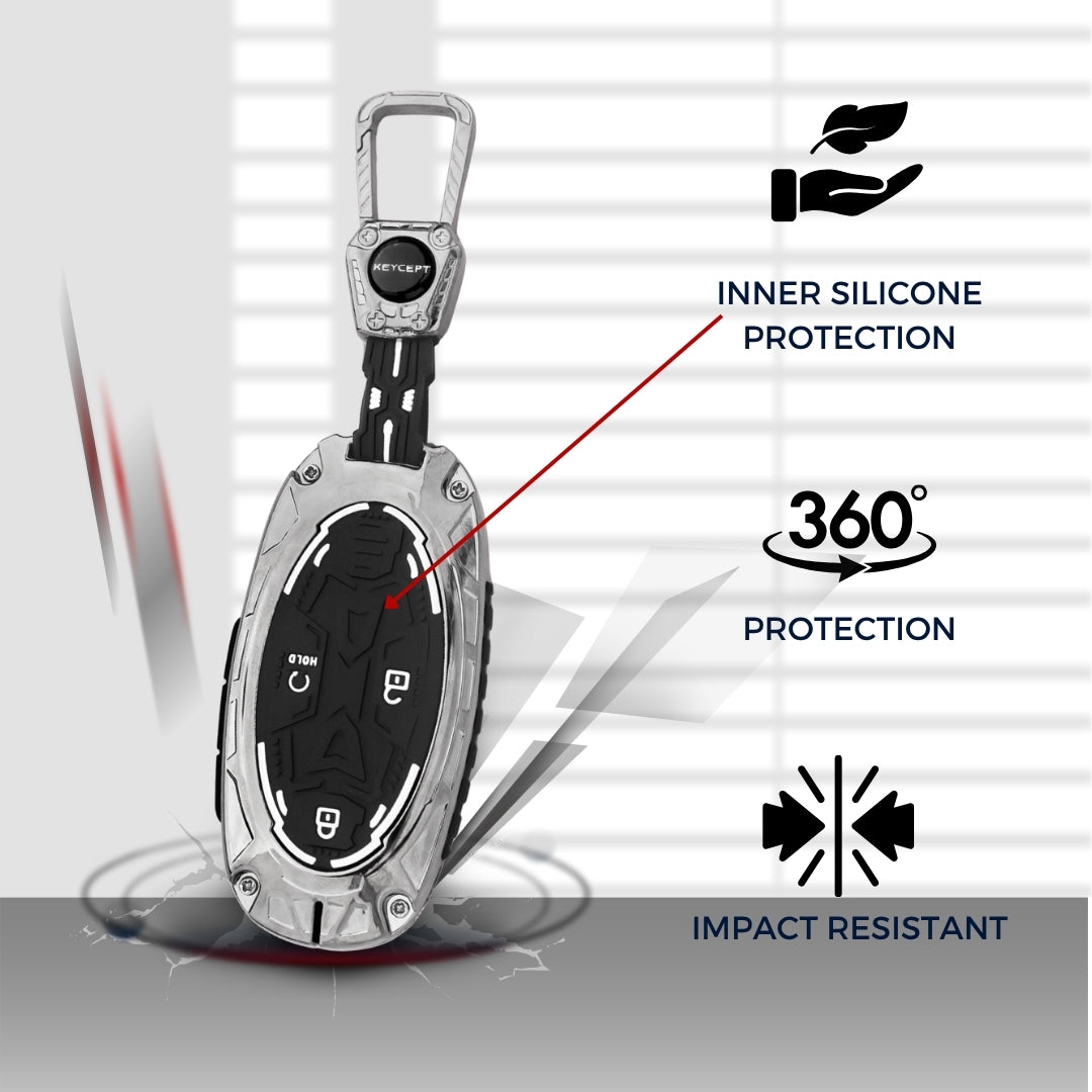 Hyundai Metal Armor Car Key Cover with Keychain. (Type M4)