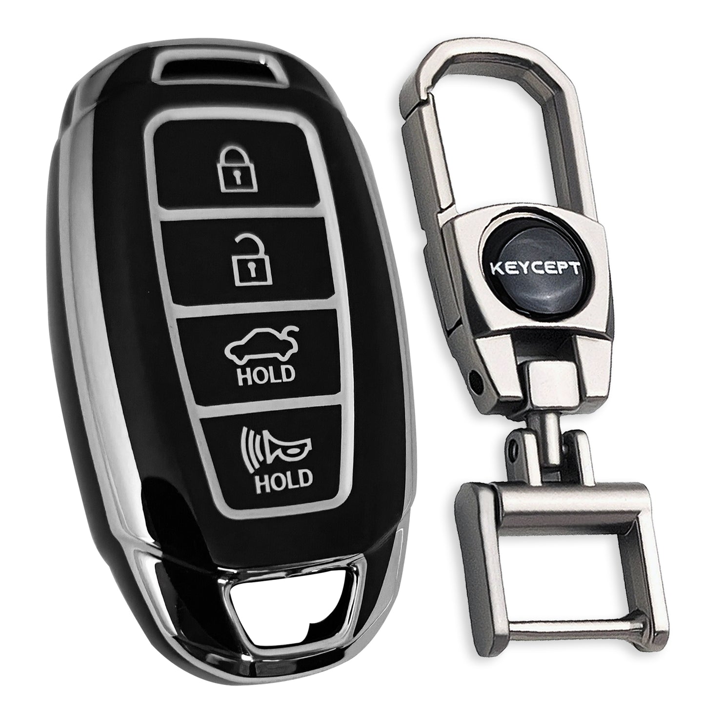 Hyundai Silver Line TPU Key Cover with Keychain