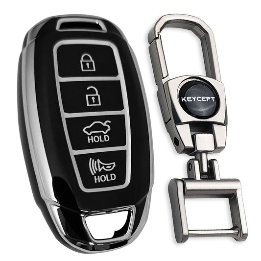 Hyundai Silver Line TPU Key Cover with Keychain